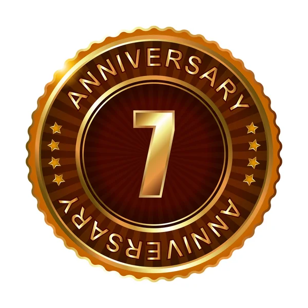 7 years anniversary golden label — Stock Vector