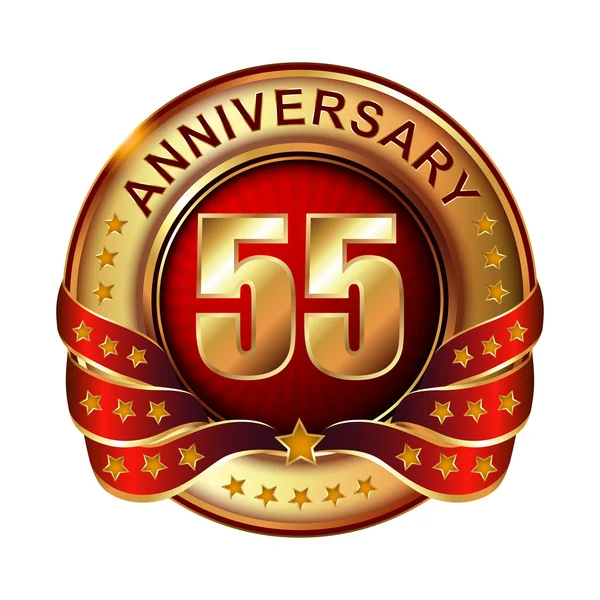 55 anni di etichetta d'oro anniversario . — Vettoriale Stock