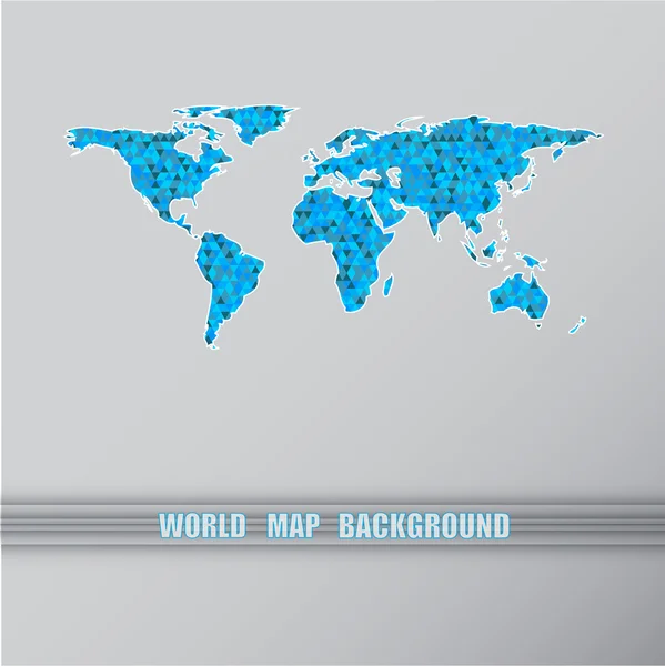 Driehoekige blauwe kaart van de wereld. — Stockvector