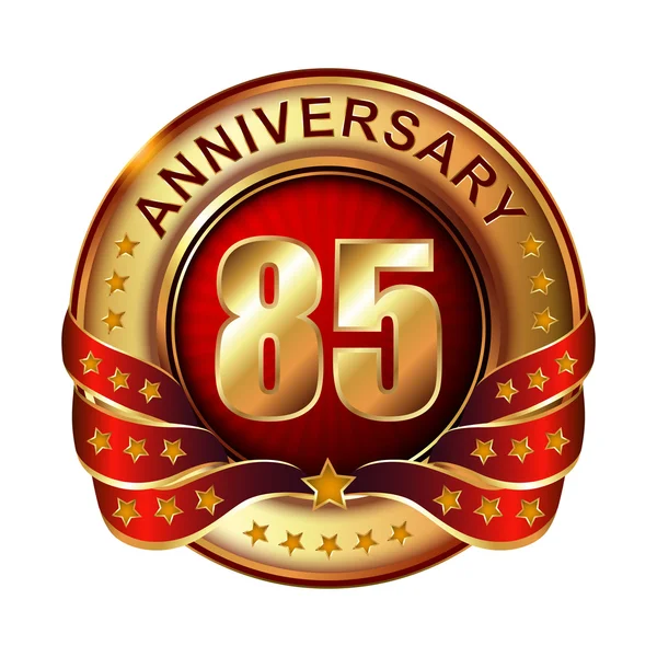 85 years anniversary golden label. — Stock Vector