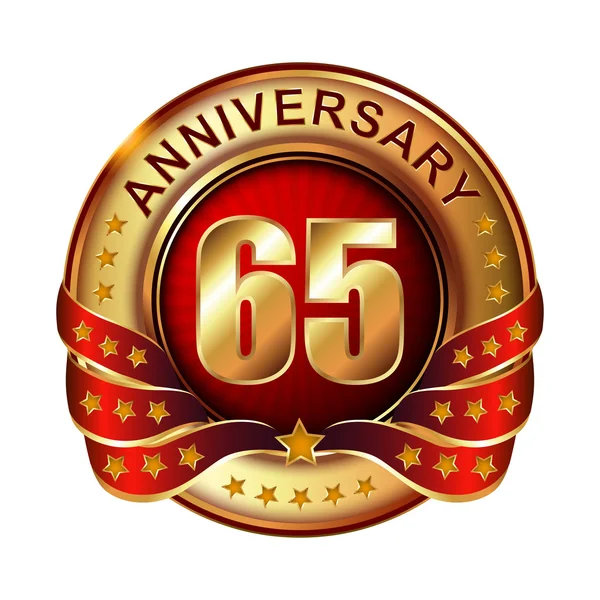 65 years anniversary golden label. — Stock Vector