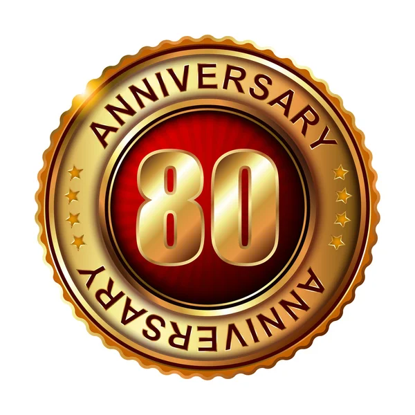 80 years anniversary golden label. — Stock Vector