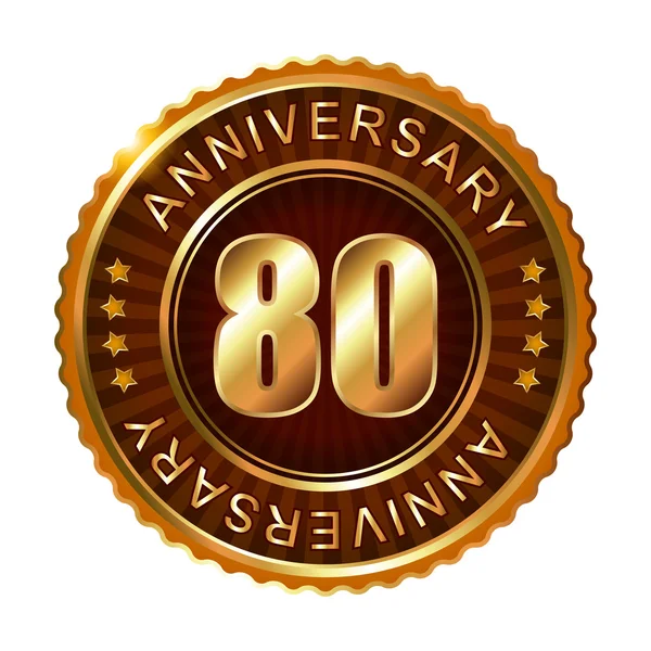 80 years anniversary golden label. — Stock Vector