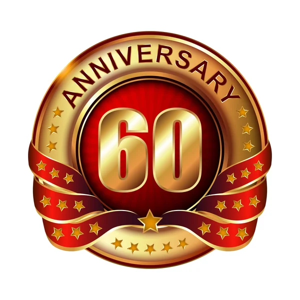60 ans label d'or anniversaire . — Image vectorielle