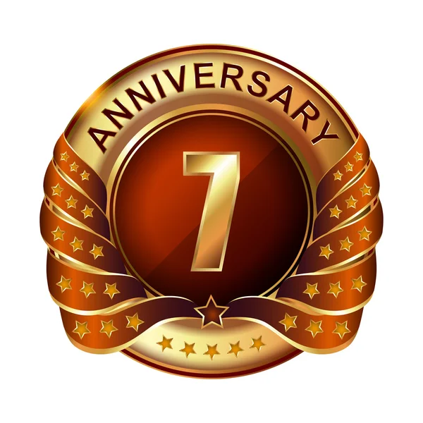 7 years anniversary golden label — Stock Vector