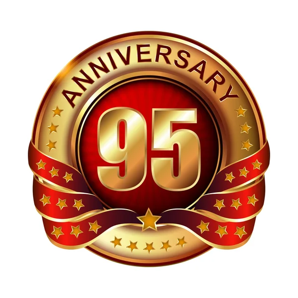 95 years anniversary golden label. — Stock Vector