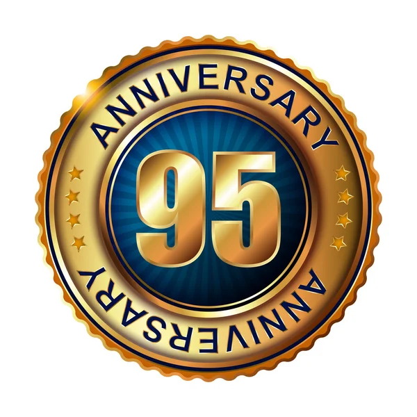 95 years anniversary golden label. — Stock Vector