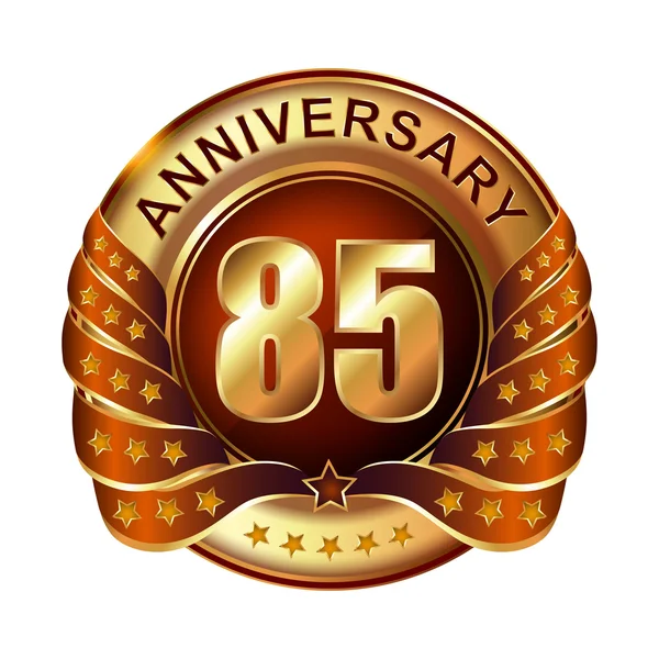 85 years anniversary golden label. — Stock Vector