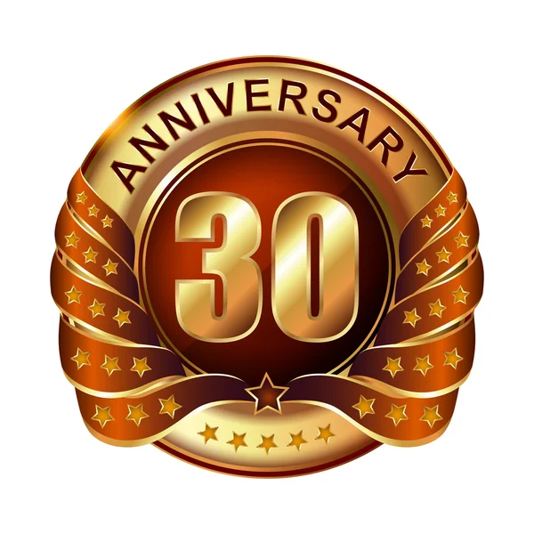 30 years anniversary golden label. — Stock Vector