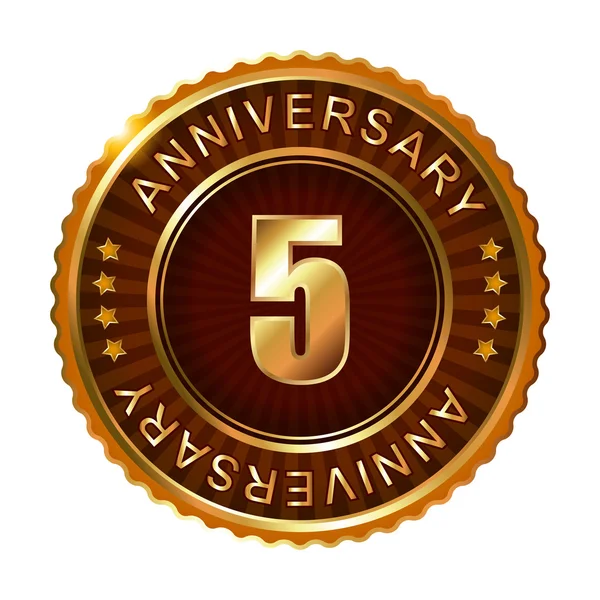 5 years anniversary golden label. — Stock Vector