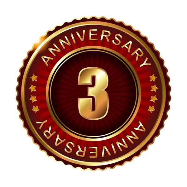 3 years anniversary golden label. — Stock Vector