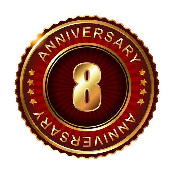 8 years anniversary golden label.