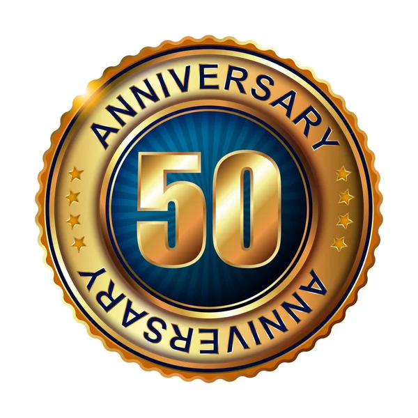 50 years anniversary golden label. — Stock Vector