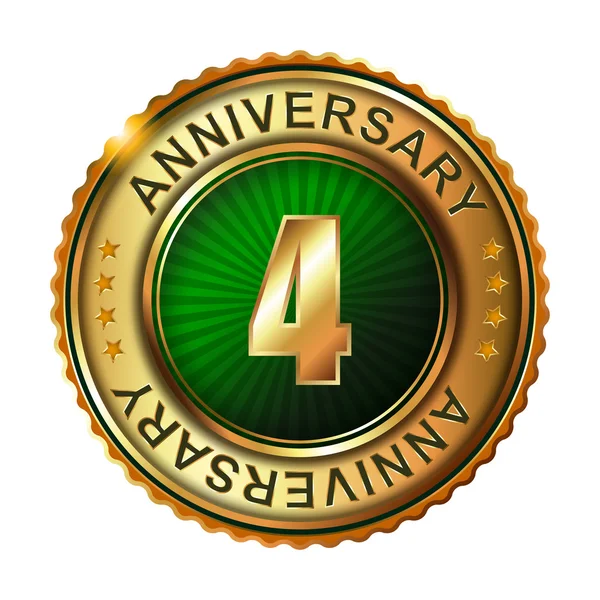 4 years anniversary golden label. — Stock Vector