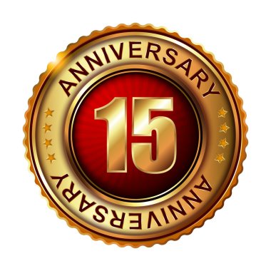 15 yıl yıldönümü altın etiketi.