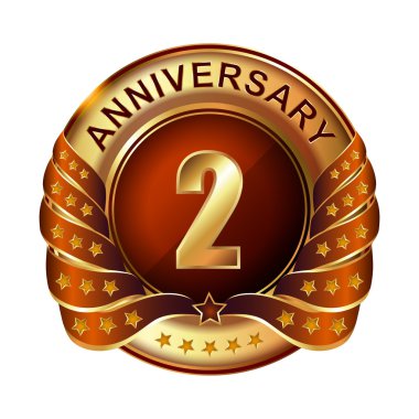 2 yıl yıldönümü altın etiket.
