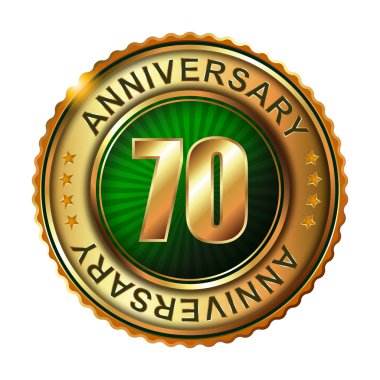70 yıl yıldönümü altın etiketi.
