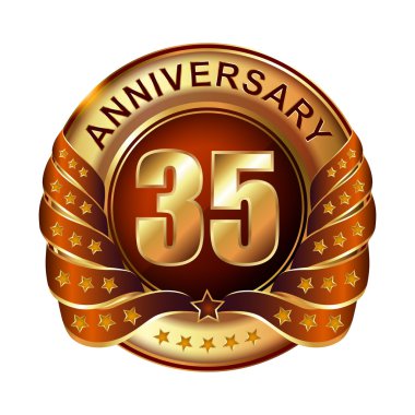 35 yıl yıldönümü altın etiketi.