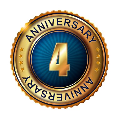 4 yıl yıldönümü altın etiket.