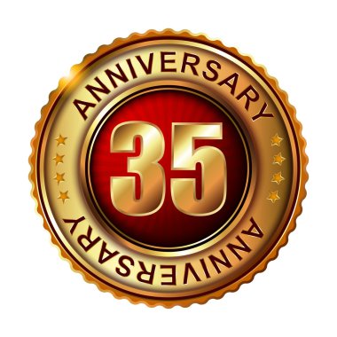 35 yıl yıldönümü altın etiketi.