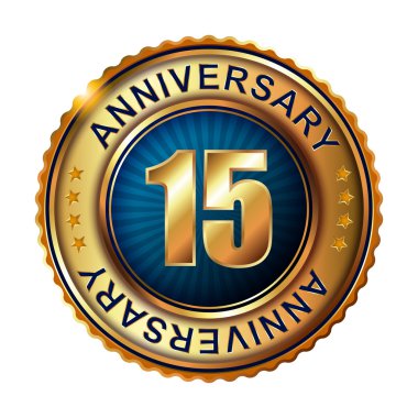 15 yıl yıldönümü altın etiketi.