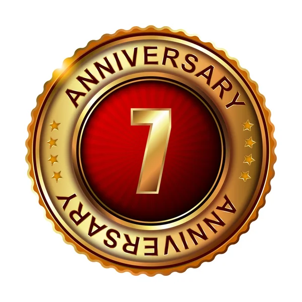 7 years anniversary golden label — Stock Vector