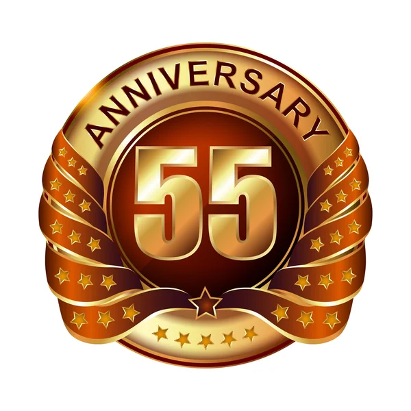55 ans label d'or anniversaire . — Image vectorielle