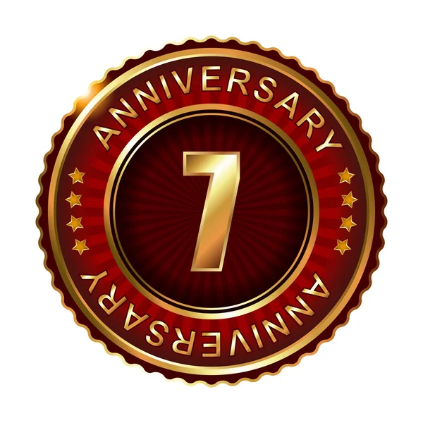 7 years anniversary golden label — Stock Vector