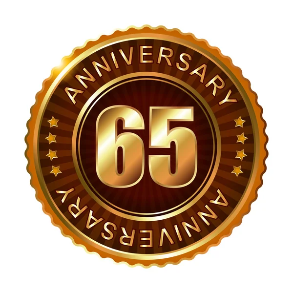 65 years anniversary golden label. — Stock Vector