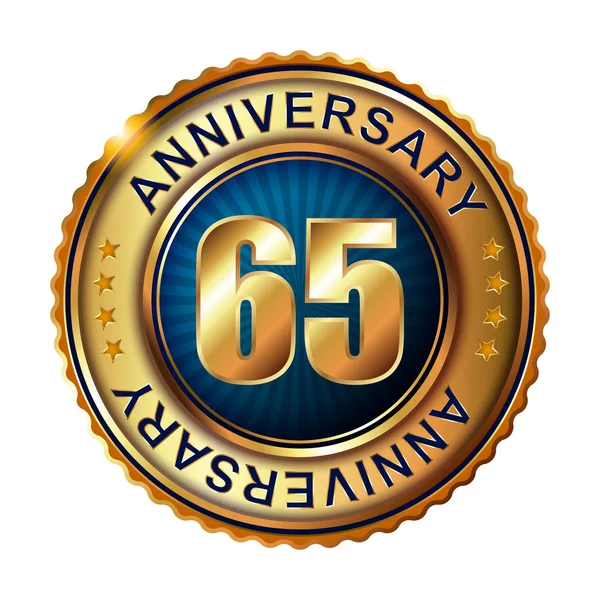 65 years anniversary golden label. — Stock Vector