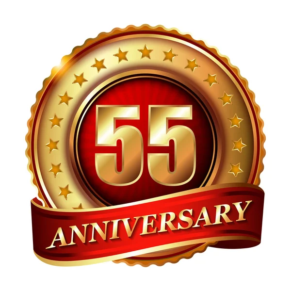 55 Anniversary golden label — Stock Vector