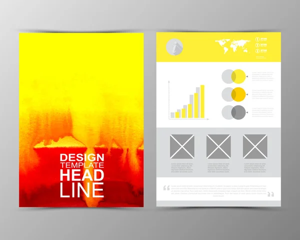 Modello astratto di brochure geometrica ad acquerello — Vettoriale Stock