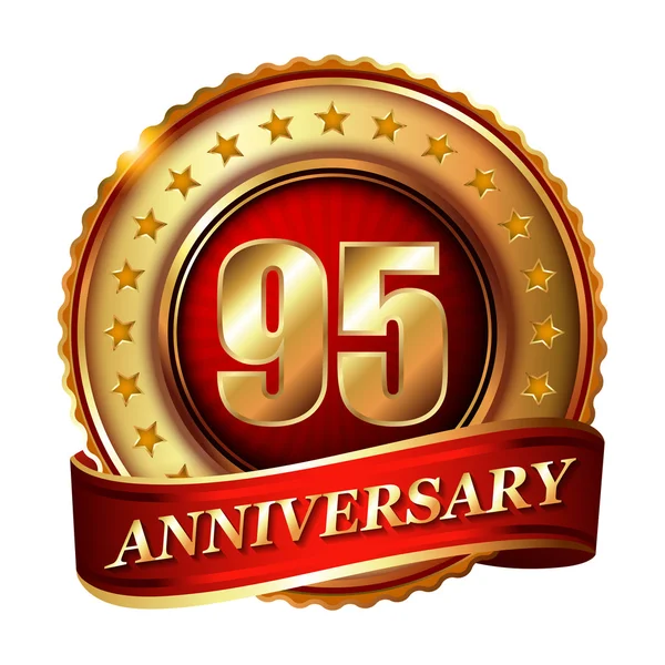 95 Anniversary golden label — Stock Vector