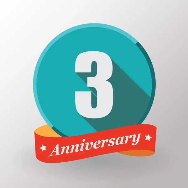 3 Anniversary label with ribbon — Stock Vector