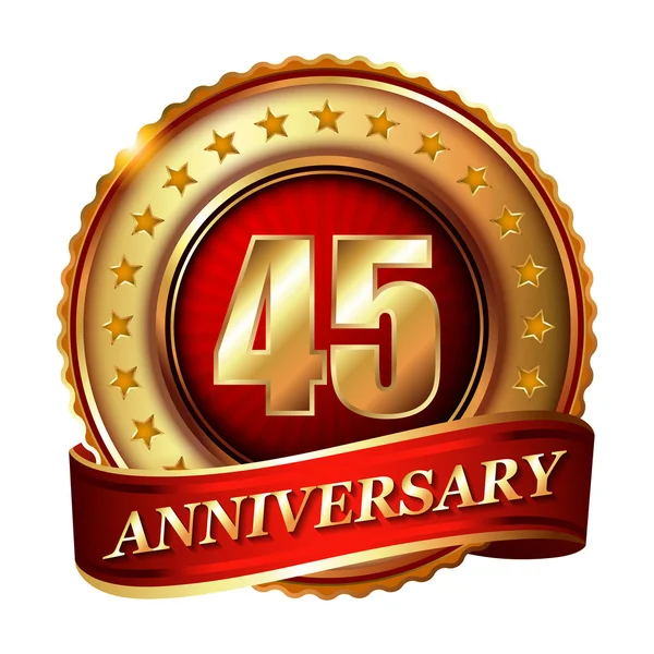 45 Anniversary golden label — Stock Vector