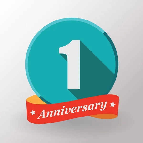 1 Anniversary label with ribbon — Stock Vector