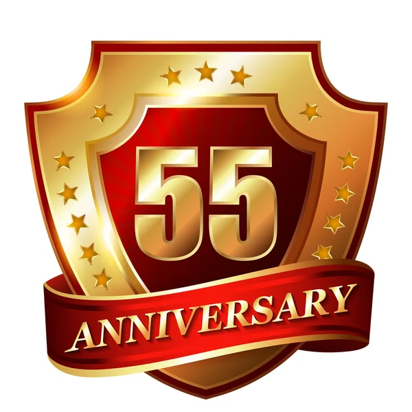 55 Étiquette d'or anniversaire — Image vectorielle