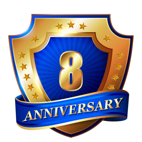 8 Anniversary golden label — Stock Vector