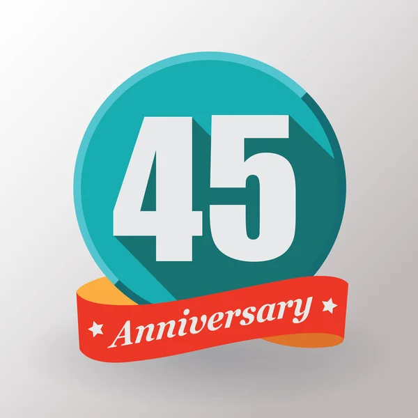 45 Anniversary label with ribbon — Stock Vector