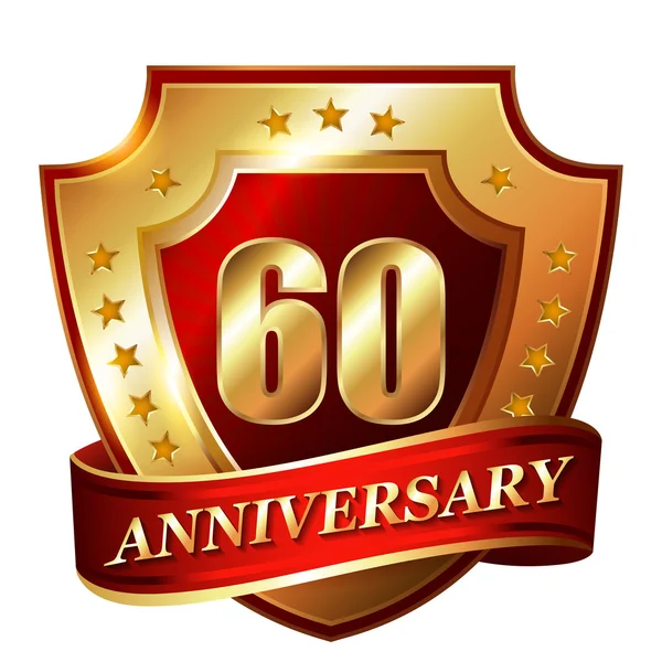 60 Aniversário etiqueta dourada — Vetor de Stock
