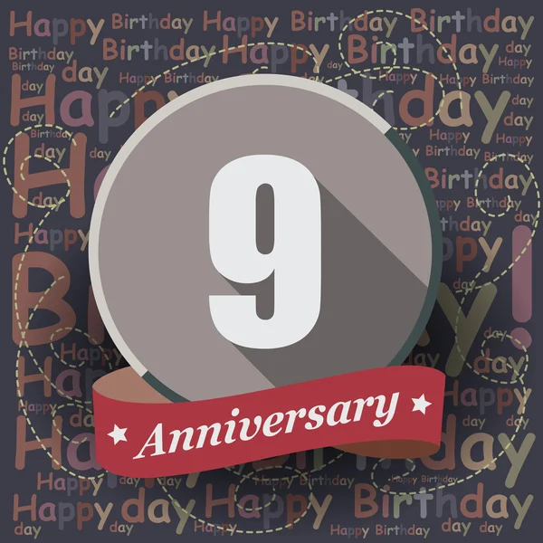 9 Feliz aniversario de cumpleaños — Vector de stock