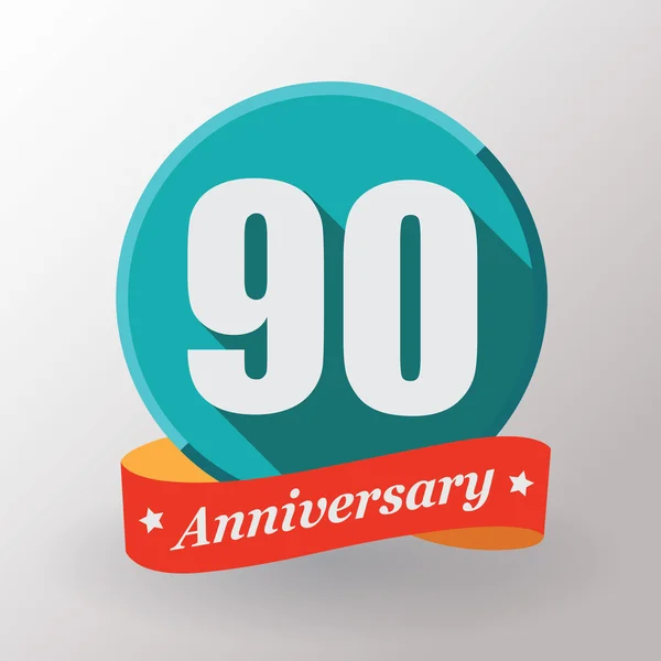 90 Rótulo de aniversário — Vetor de Stock