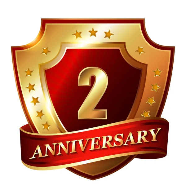 2 Anniversary golden label — Stock Vector