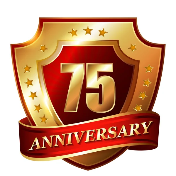 75 Anniversary golden label — Stock Vector
