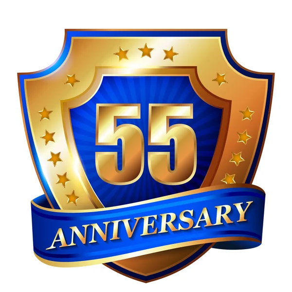 55 Aniversario etiqueta dorada — Archivo Imágenes Vectoriales