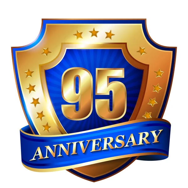 95 Aniversário etiqueta dourada — Vetor de Stock