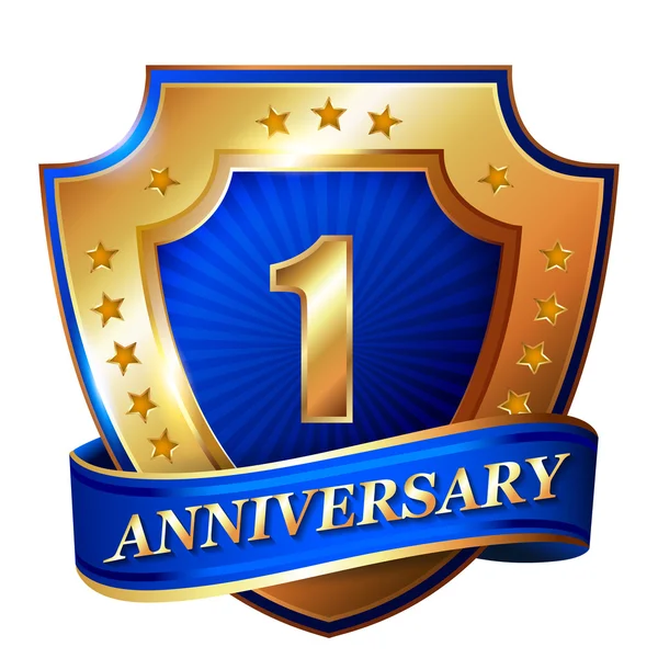 1 Anniversary golden label — Stock Vector