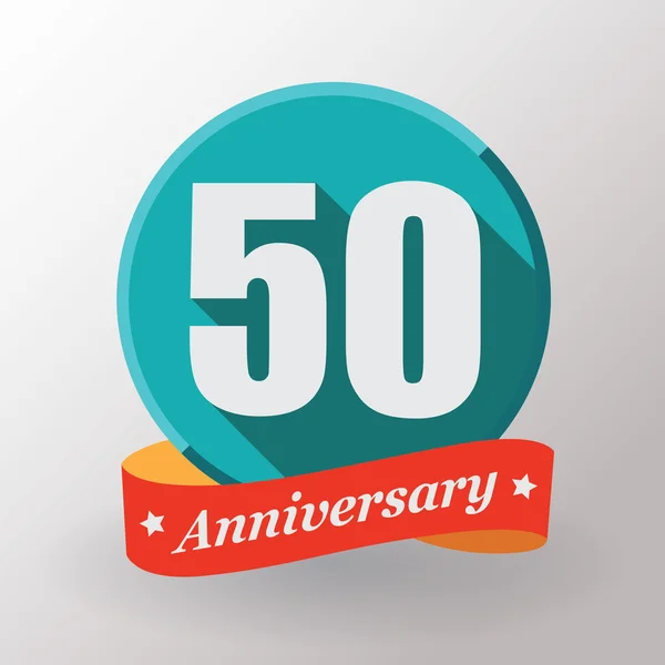 50 Anniversary label with ribbon — Stock Vector