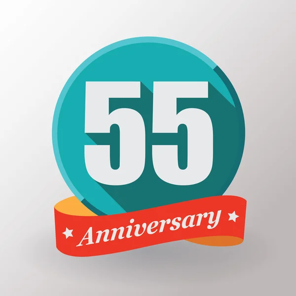 55 Anniversary label with ribbon — Stock Vector