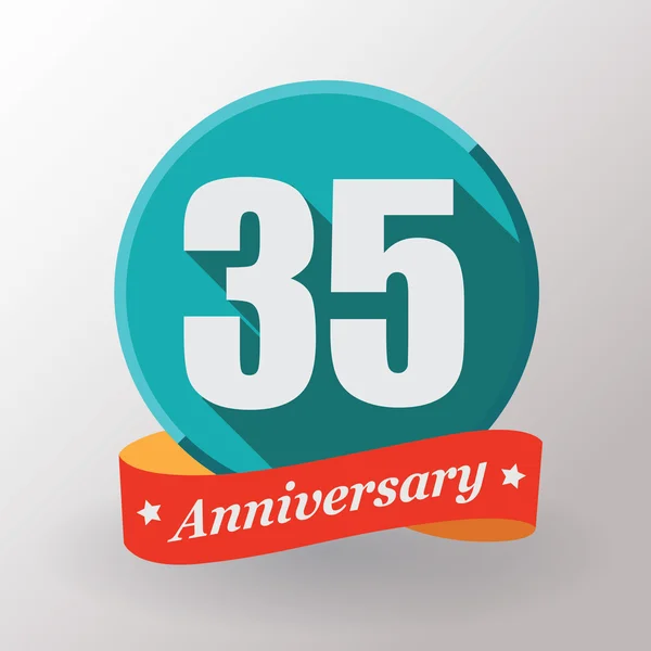 35 Anniversary label with ribbon — Stock Vector